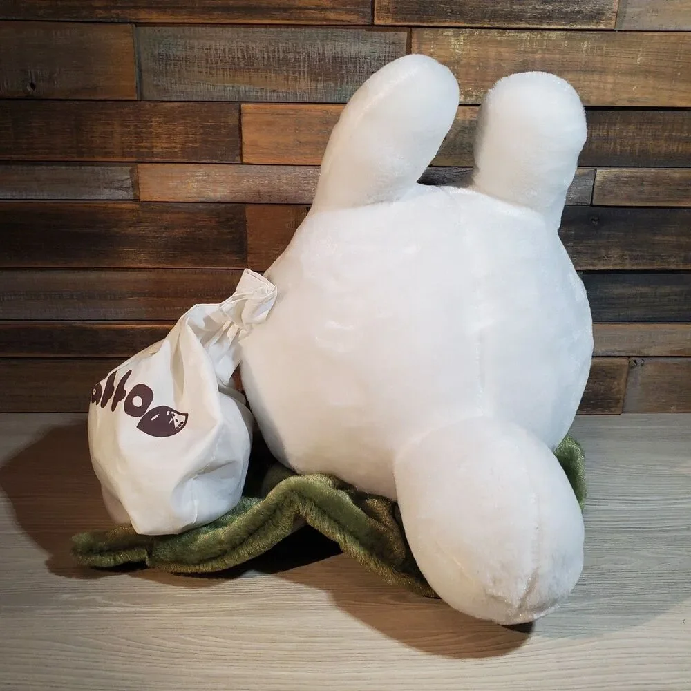My Neighbor Totoro 12 Inch Coussin Nakayoshi Blanc White w/Bag On Leaf Plush